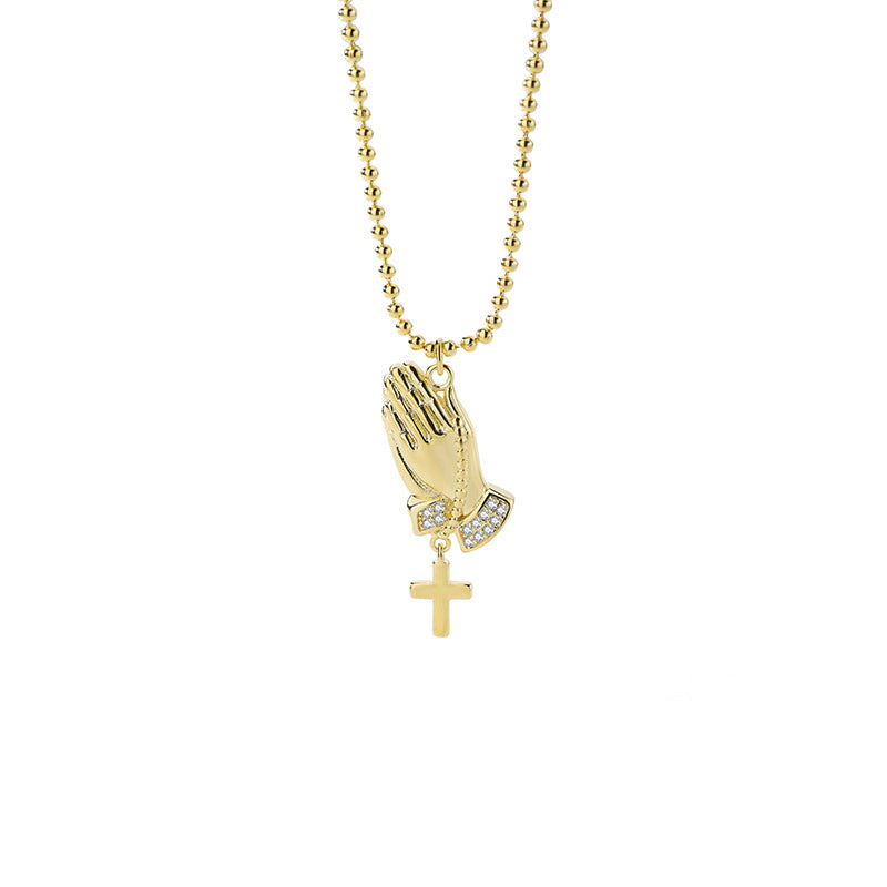 Collar De Cruz De Mano De Oración De Cobre al por mayor